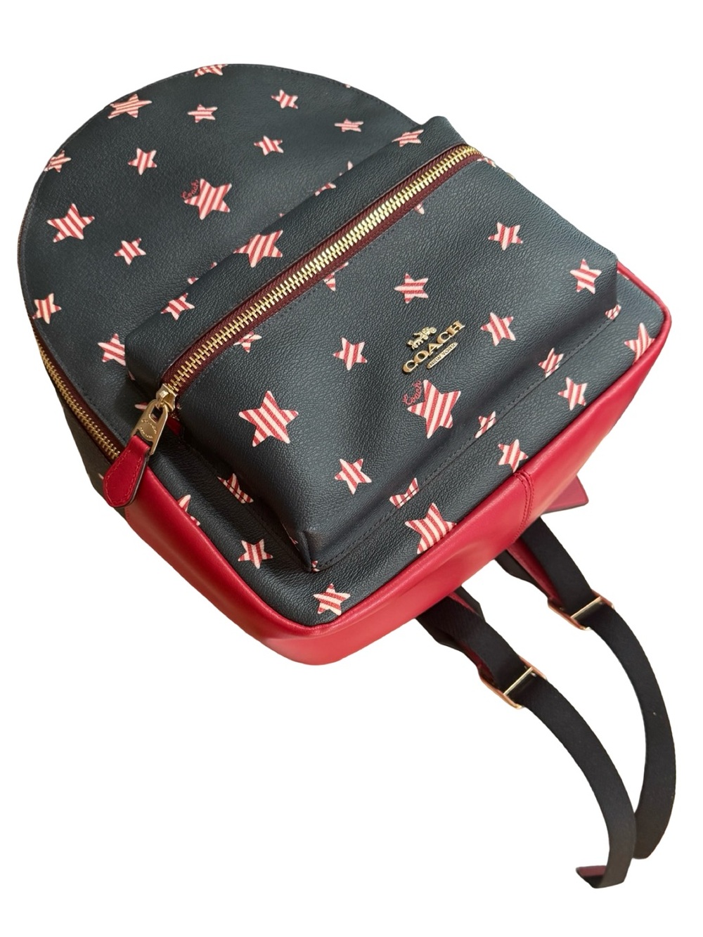 Coach Star-Print Mini Backpack - Black with Red Accents - Picture 15 of 16